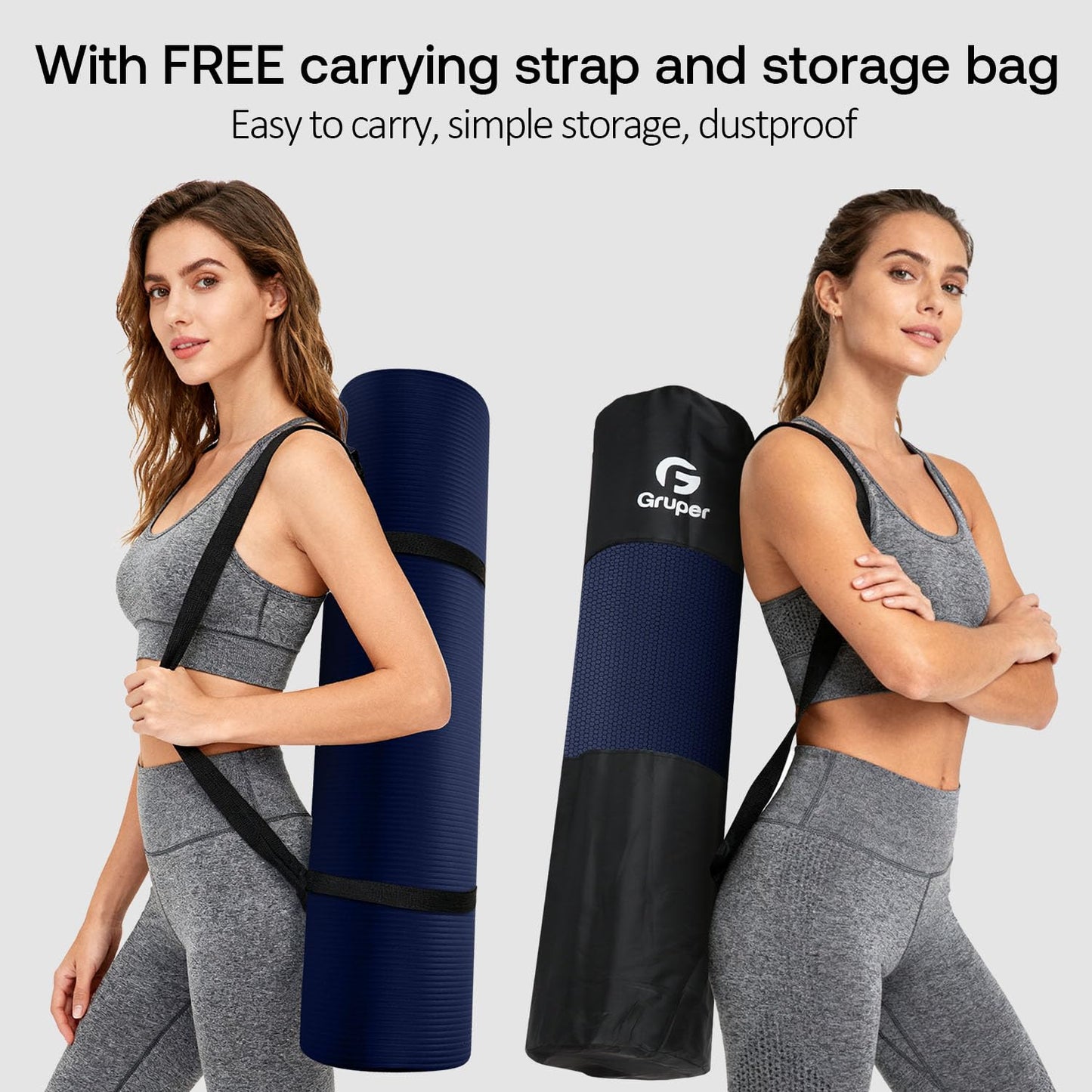 Yoga Mat Non Slip NBR Thick Yoga Mat, 72"L x 32"/24"W x 0.6"/0.4"TH (185cm x 80cm/61cm x 15mm/10mm), Anti-Tear Exercise Mat with Carrying Strap and Bag, Workout Mats for Yoga, Pilates, Floor Exercises