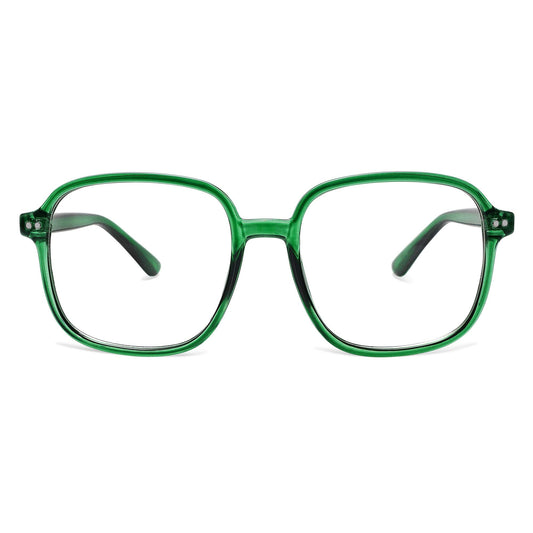 SOJOS Square Blue Light Blocking Glasses Oversized for Women TR90 Frame Filter SJ5081 (C7 Crystal Dark Green Frame, Anti-Blue Light Lens)