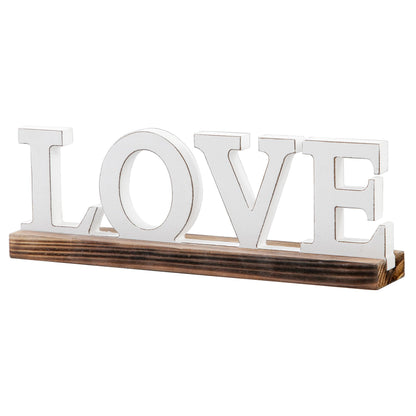 Sintosin Rustic Love Signs Decor 12", Farmhouse Wooden Love Signs for Home Decor, Distressed White Wedding Signs for Tabletop, Decorative Bedroom Signs for Valentine Thanksgiving Christmas