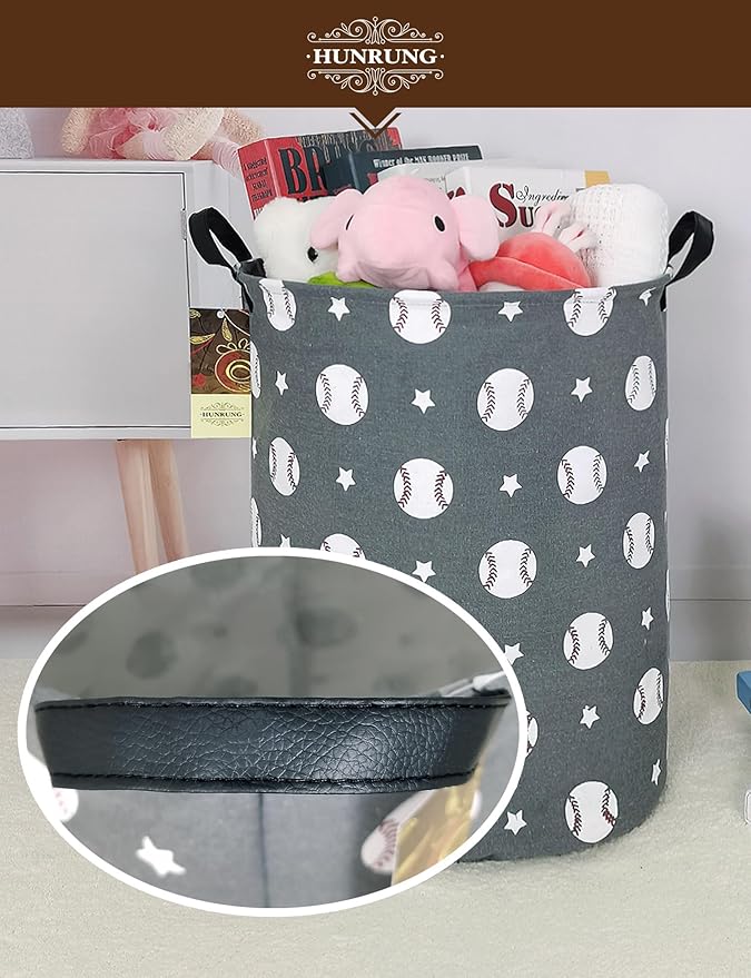 HUNRUNG Laundry Hamper, Large Canvas Fabric Lightweight Storage Basket Toy
