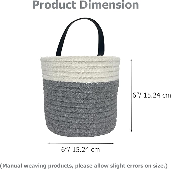 Cotton Rope Hanging Baskets for Organizing 2 Pcs Round Small Wall Basket