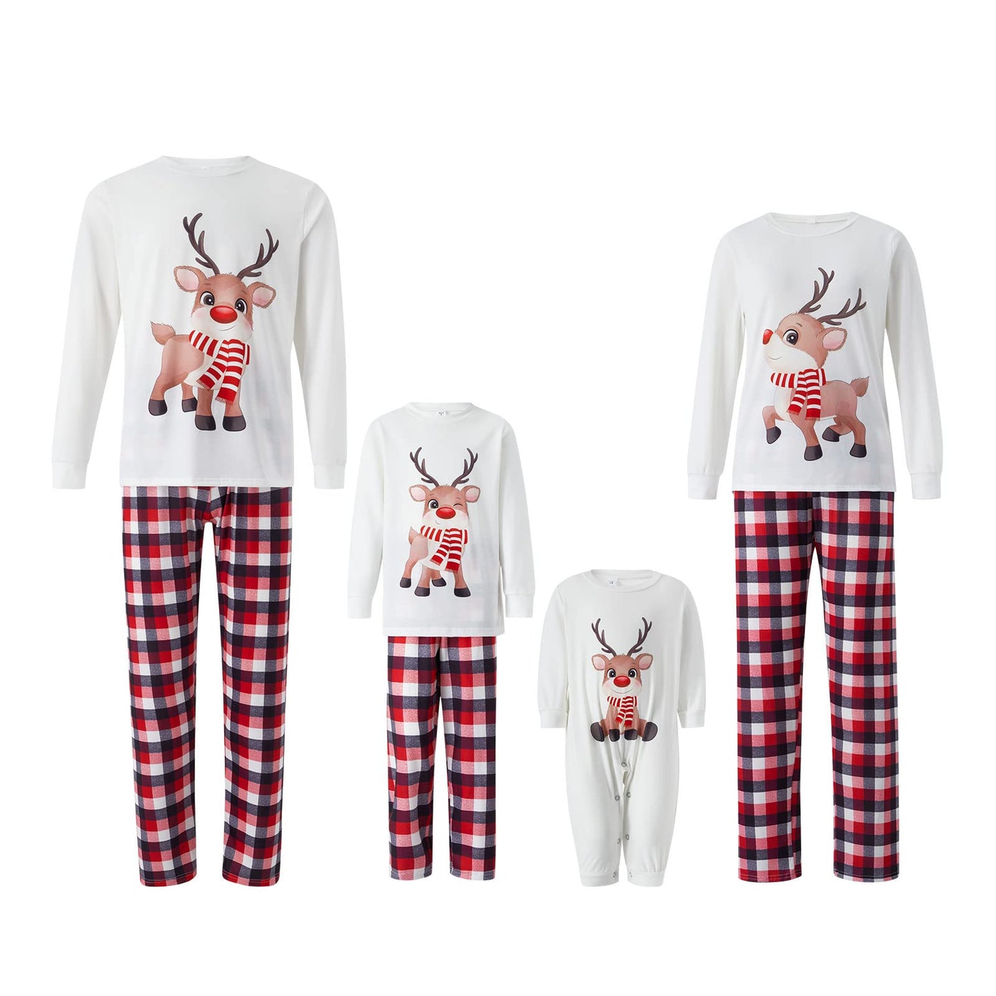 OAKFashion Christmas Family Pajamas Holiday Christma Pajama Family Matching Pjs Set Cute Sleepwear Elk Xmas Jammies for Couples Youth(#A311, Baby, 3 Months)