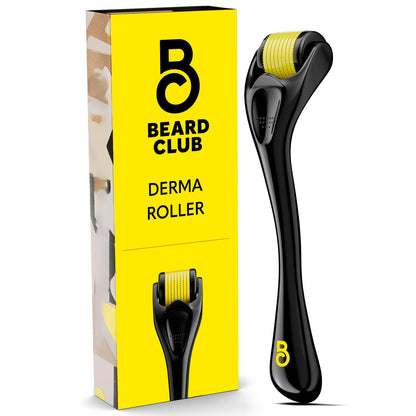 The Beard Club Derma Roller for Face, Body and Scalp - Microneedling for Men and Women with 540 Titanium Microneedles - Beard Roller & Micro Needling Scalp Hair - Black