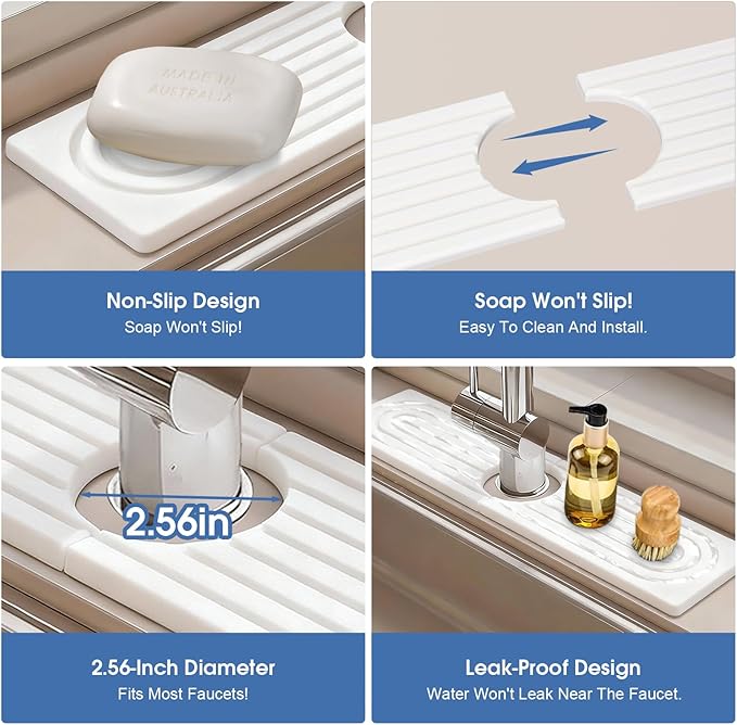 Faucet Mat for Kitchen Sink, Diatomite Drying Stone Mat Sink Protector