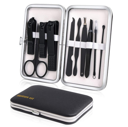Manicure Set, Travel Mini Nail Clippers Kit Pedicure Care Tools, 10pcs Stainless Steel Grooming kit (Pink)