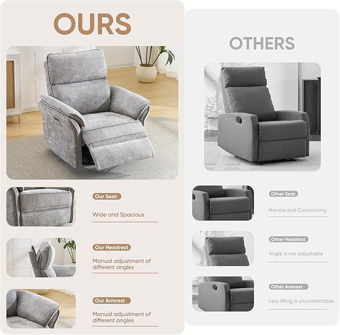 Oversized Power Recliner Chair Swivel Glider