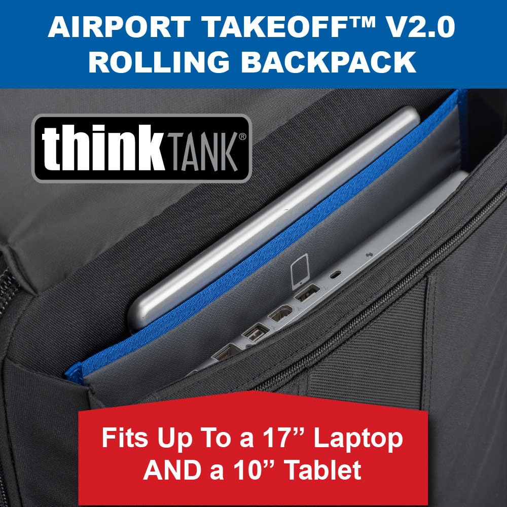 Think Tank Airport TakeOff V2 2 Wheel Rolling Carry-On Camera Shoulder Bag for Photography and Video Equipment - Black