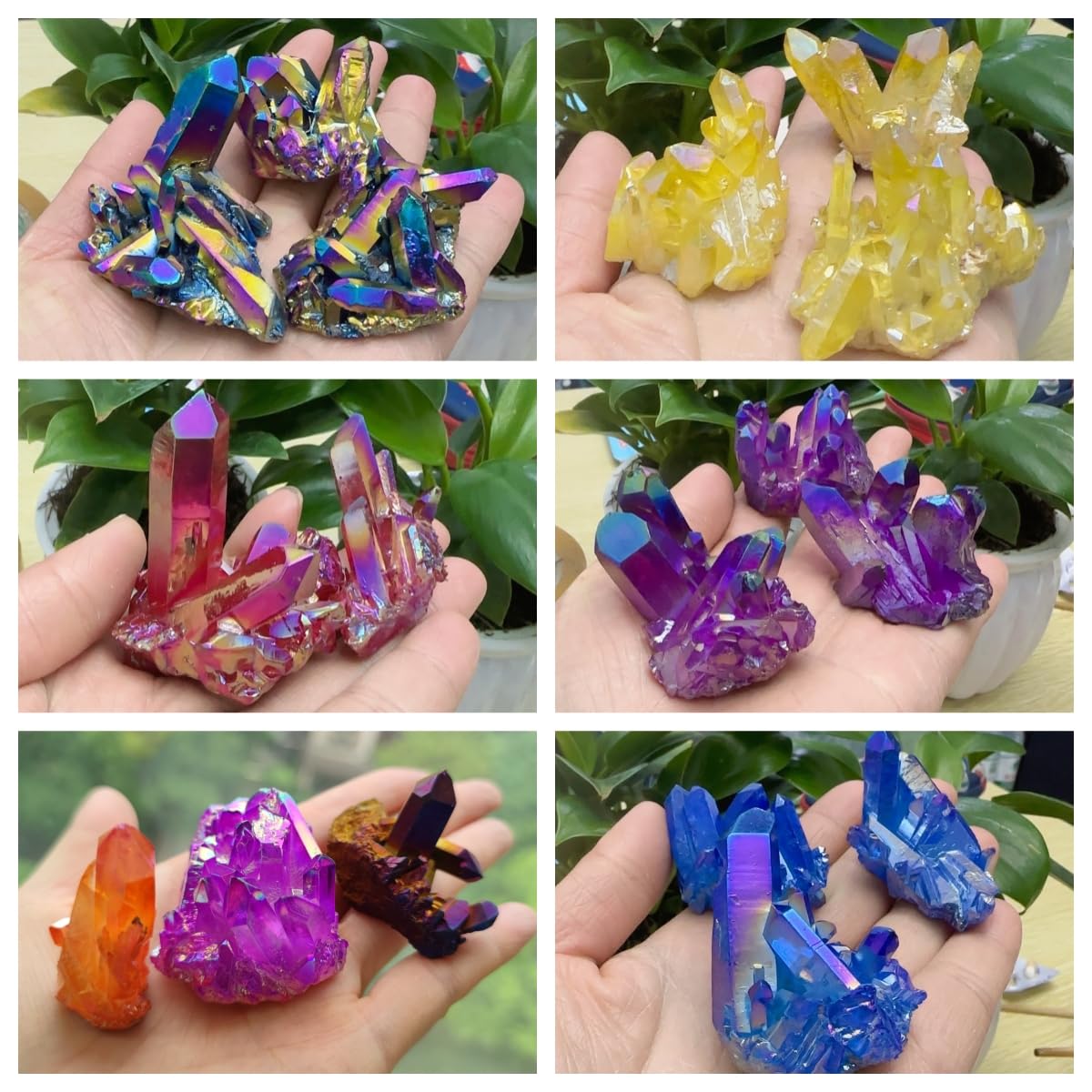 3PCS Crystal Cluster Rainbow Crystal Clusters Random Angel Aura Quartz Gem Stones Healing Crystals and Stones Gemstones Protection Crystals Wicca Gemstone Collection Natural Decorative Cristal 3.3-4OZ