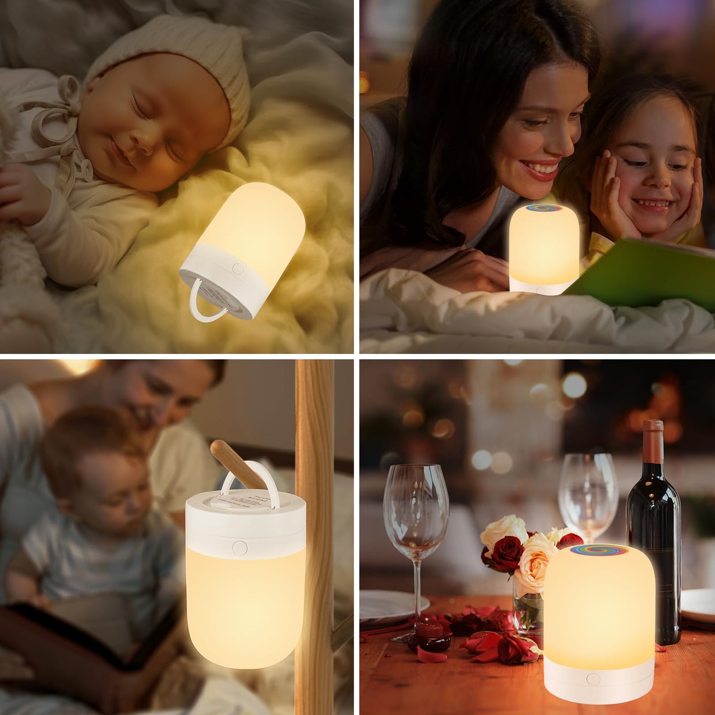Small Kids Night Light, 13 Color Dimmable LED Lamp, Portable Stepless Dimming, Color Changing Touch Nursery Lamp, Rechargeable Toddler Night Light
