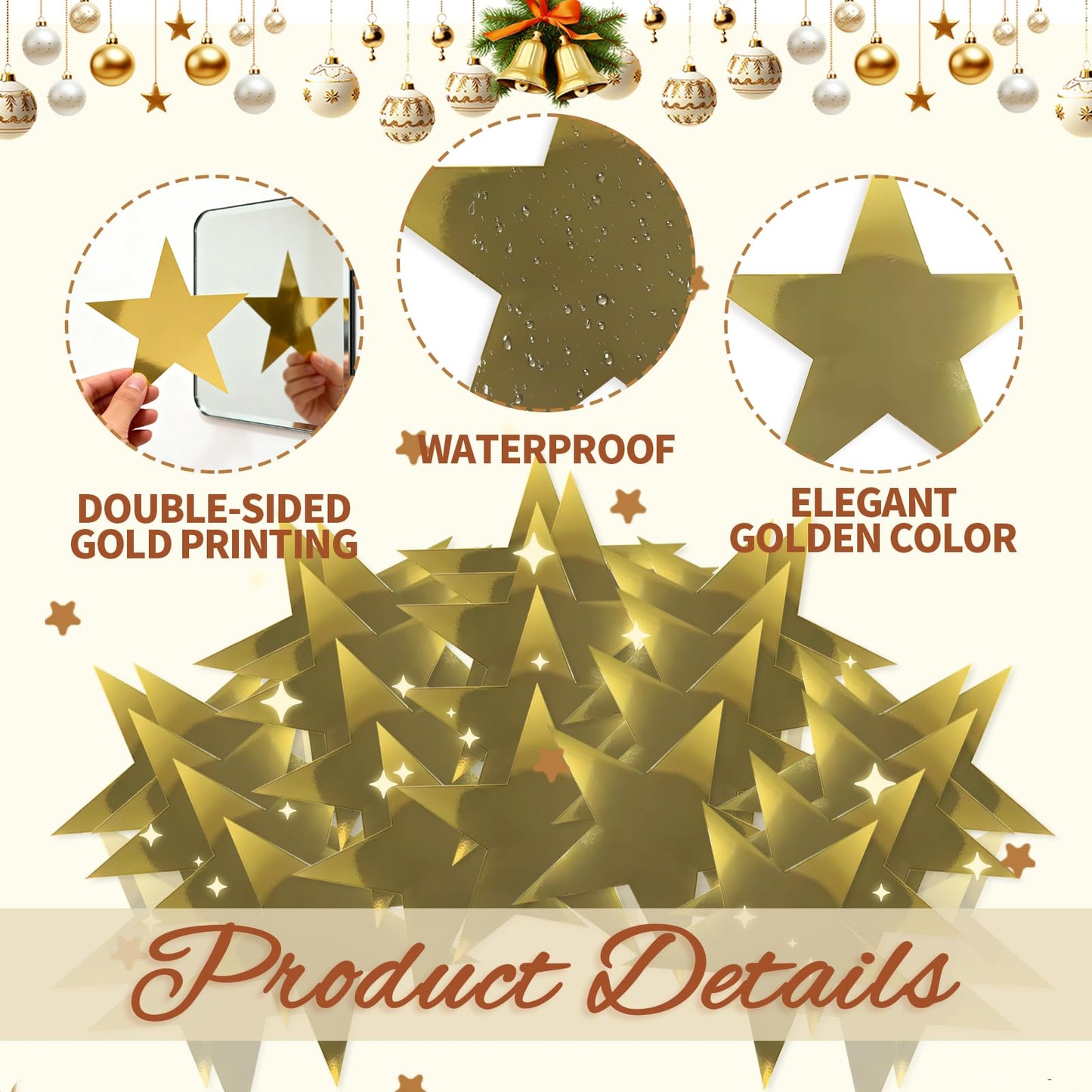 Gold Star Cutouts,100PCS Star Cutouts, 6" Double Printed Paper Stars,Cardboard for DIY Party Decorations, Wall Décor, Birthdays, Weddings,Graduation Party Decoration