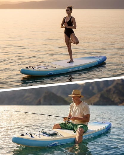 YOTTOY Inflatable Stand Up Paddle Board,Stable Lightweight 10' SUP with Non-Slip EVA Deck, Premium Paddleboard Accessories, Three-Fin System & Carry Bag,All-Around Inflatable SUP (Sky Blue)