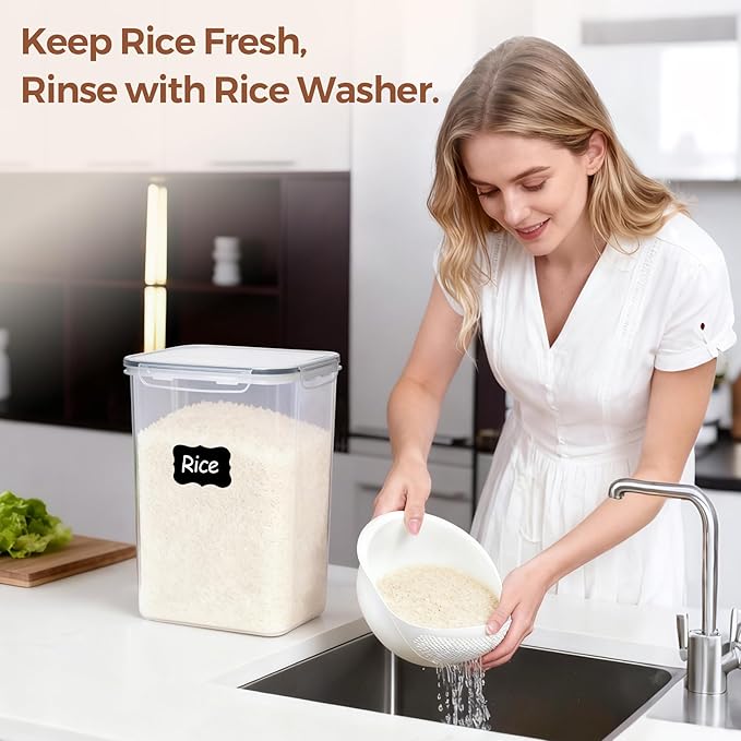 ComSaf Rice Container Set of 2, Large Airtight Food Storage Containers