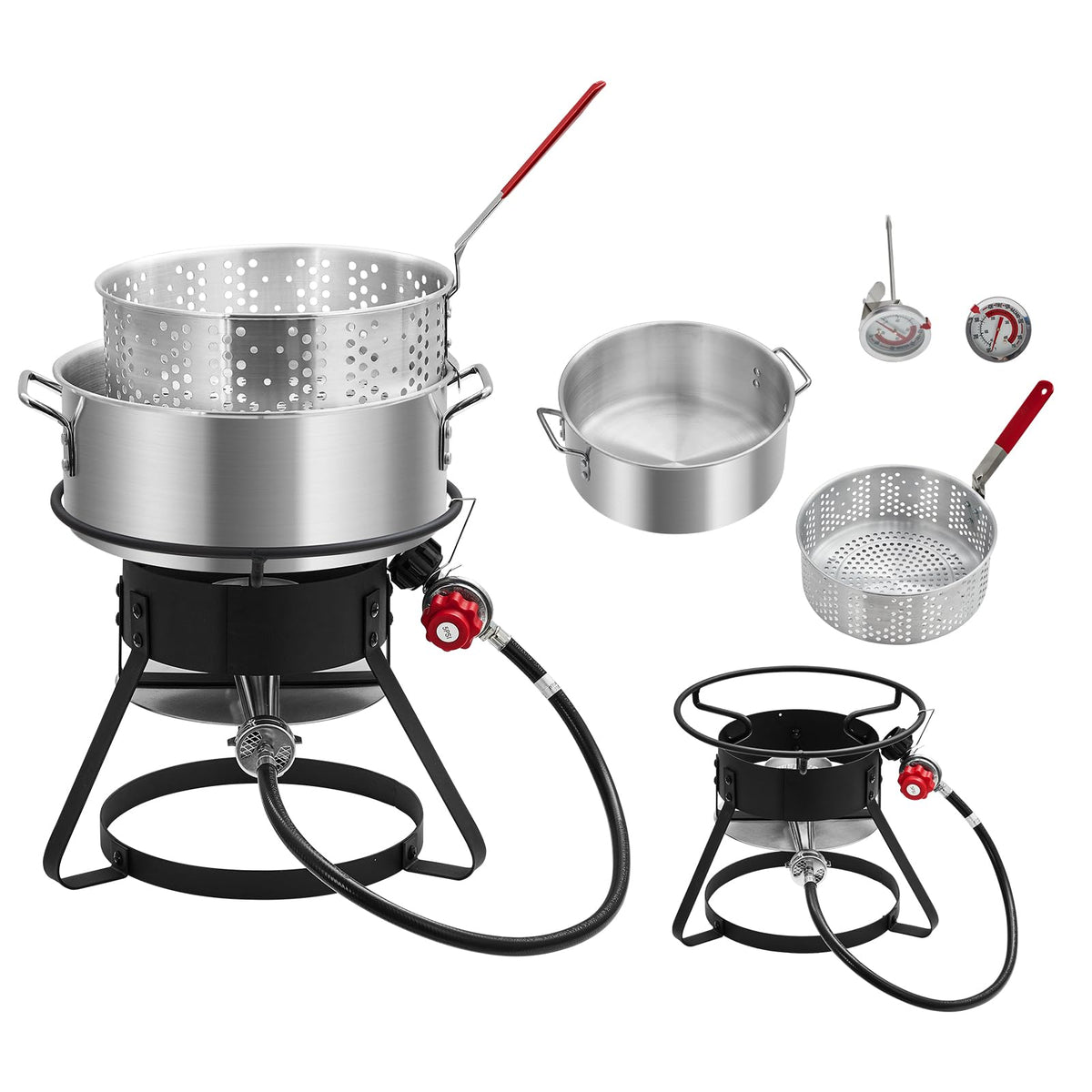 dainslef 11QT Outdoor Fish Fryer Pot with 6.7QT Strainer Basket, 58,000 BTU Aluminum Propane Deep Fryer Pot for Seafood & Fries, Portable Camping/Backyard Outdoor Cooking
