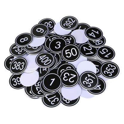 NumRealm 35mm ABS Plastic Round Table Numbers, Locker Cabinet Numbers Signage Tags Labels - Black 1 to 50