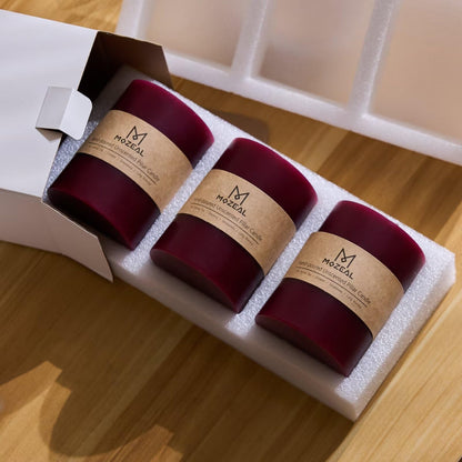 MOZEAL 3" x 8" Hand-Poured Unscented Large Candle, Smokeless Rustic Pillar Candle Set of 2, Slow Burn, No Drip, Approx 150 Hours Burning, Valentine's Day and Home Decorative, Tall Burgundy Candle