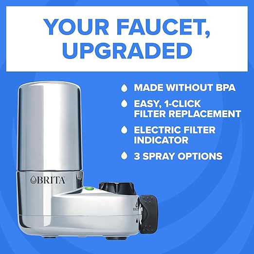 Brita Faucet Mount Water Filter System, No-Wait Filtration, Easy Install