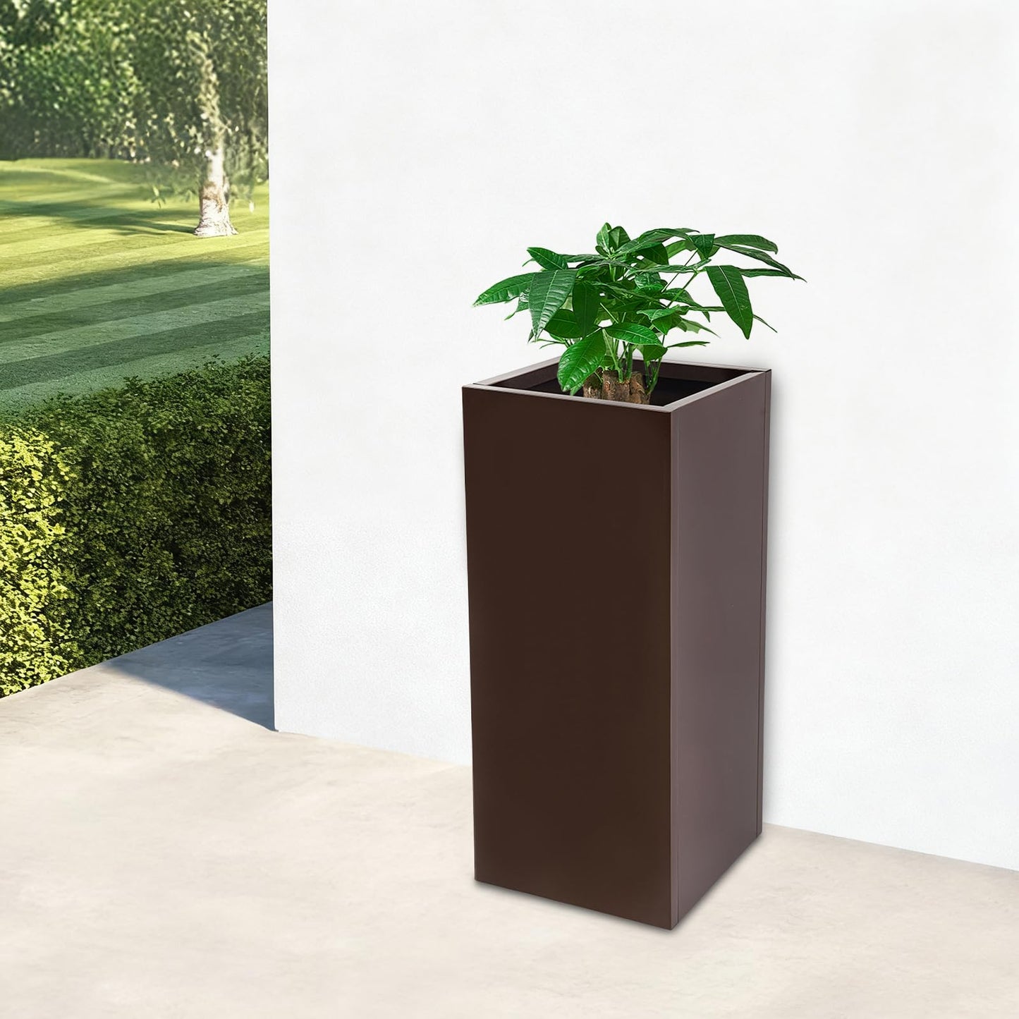 Tapischion Galvanized Steel Planter Box, 16x16x30 Inch Large Modern Rectangular Garden Pot for Outdoor, Rust-Resistant Elevated Flower Box for Patio, Deck, Balcony Decor