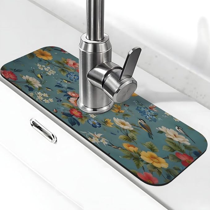 Flowers Kitchen sink faucet pad, strong water absorption, anti slip, very