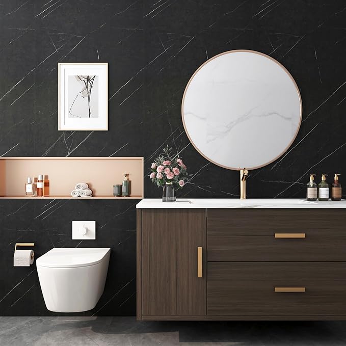 FunStick 24"x200" Matte Black Marble Contact Paper