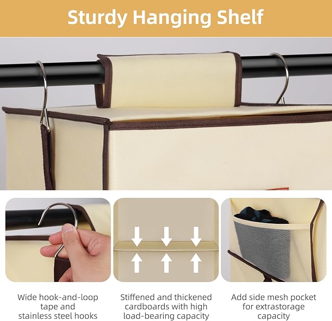 Hanging Closet Organizer 6-Shelf, Upgrade Hanging Shelves
