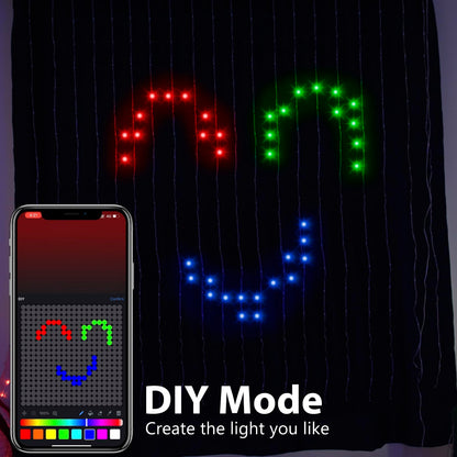 Amposei Smart Curtain Lights, 540 LEDs Curtain String Lights Outdoor, Smart Christmas Lights, Dynamic DIY Light, Music Sync Color Changing Holiday Lights with APP Remote Control for Backdrop Bedroom