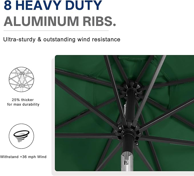 ABCCANOPY 10FT Durable Solar Led Patio Umbrellas with 32LED Lights (Green)