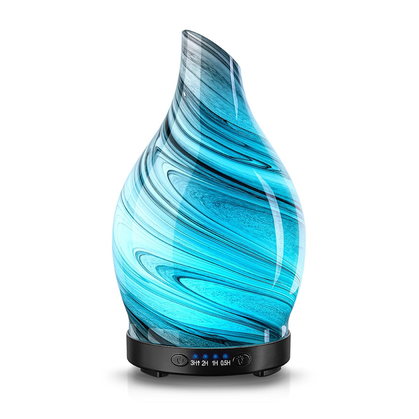 JOYOLO Essential Oil Diffuser, 120ML Glass Aromatherapy Diffuser with Auto Shut-Off and 7 Color LED Lights, Ultrasonic Mist Humidifier with 4 Timer for Home Office Bedroom (Gray Wave)