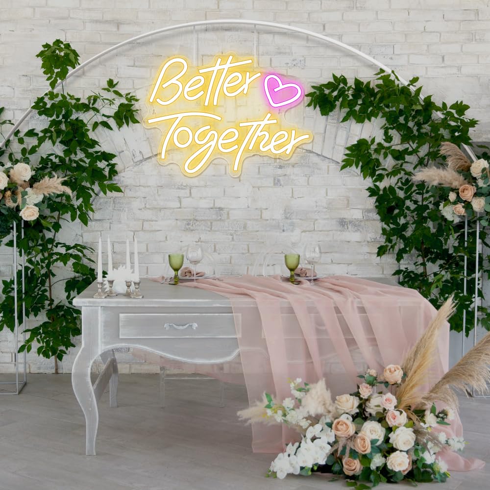 Better Together Neon Signs, Arrinew LED Neon Light Sign USB Powered for Home Wall Decor, Warm White Art Decorative Neon Lights for Holiday Party,Birthday Party,Wedding,Christmas