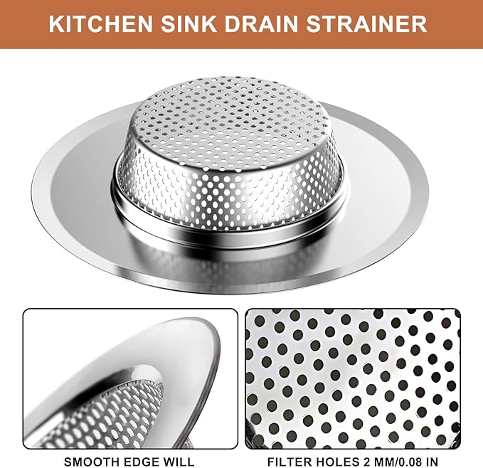 4 Pcs Stainless Steel Mesh Sink Drain Strainer, 4.5" Top / 3" Kitchen Filter