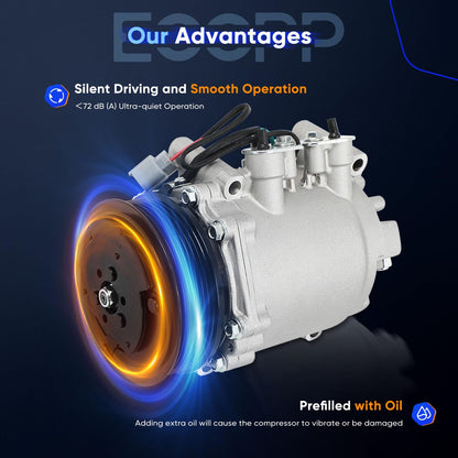 ECCPP AC Compressor for Acura TSX 2.4L 2004-2008 AC Compressor with Clutch Rapid Cooling