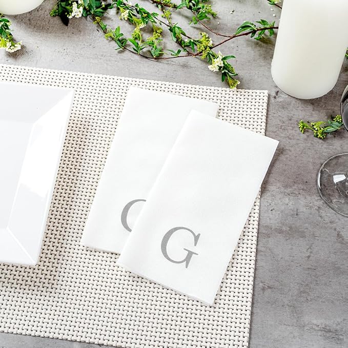 Luxenap 15.8 X 7.9 Inch Linen-Feel Guest Towels, 50 Lettered Hand Towels