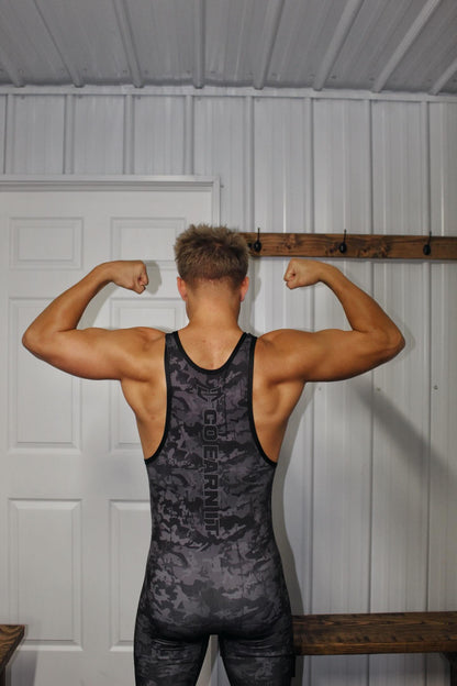 GO EARN IT Men's Black Flag Camo Singlet (Adult X-Small)