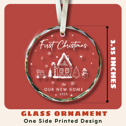 TUMSHANIP New Home Ornament 2025 - First Home Christmas Ornament 2025 - House Warming Gifts New Home - Housewarming Gift Presents for Women, Couple - New House Owners Gift Ideas - Glass Ornament