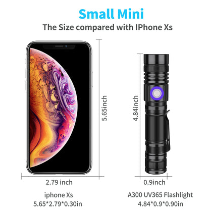 DARKBEAM UV Light Torch Ultraviolet Flashlight Rechargeable 395nm, Wood's Lamp Black Light Blacklight Portable Mini Handheld LED Pet Urine Ringworm Detector, Resin Curing, Pocket-Sized