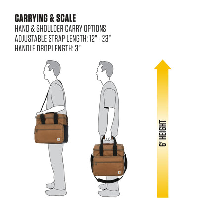 Carhartt Thick Foam Fully Insulated Cold Front Coolers, Premium Ice Retention, Durable Water Resistant Material W/Front Zippered Pocket, 24 Can Lunch Cooler, Bluestone