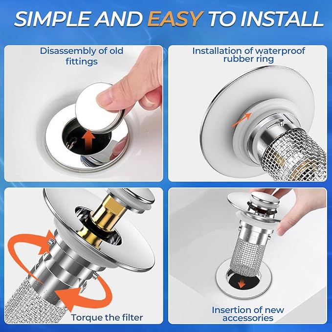 Sink Stopper Hair Catcher, Pop-up Sink Drain Strainer