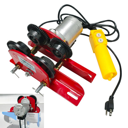 Bigorenda 1100LB Electric Trolley for Power Hoist,2.68-4.33" Adjustable Beam Flange Width for Straight Curved I Beam Trolley,for PA200-PA500 Hoists Push Geared Overhead Heavy Duty Wheel,for Warehouses