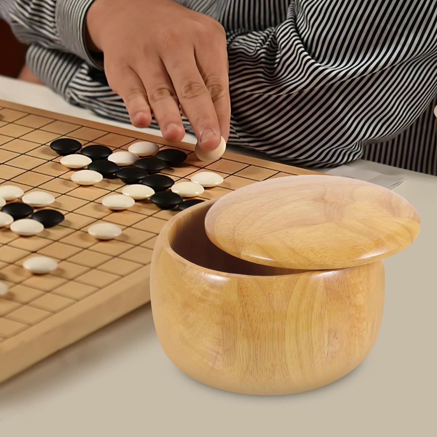 2pcs Go Chess Pieces Storage Wooden Chess Pieces Bowl Lid Go Jar Storage Container Pot