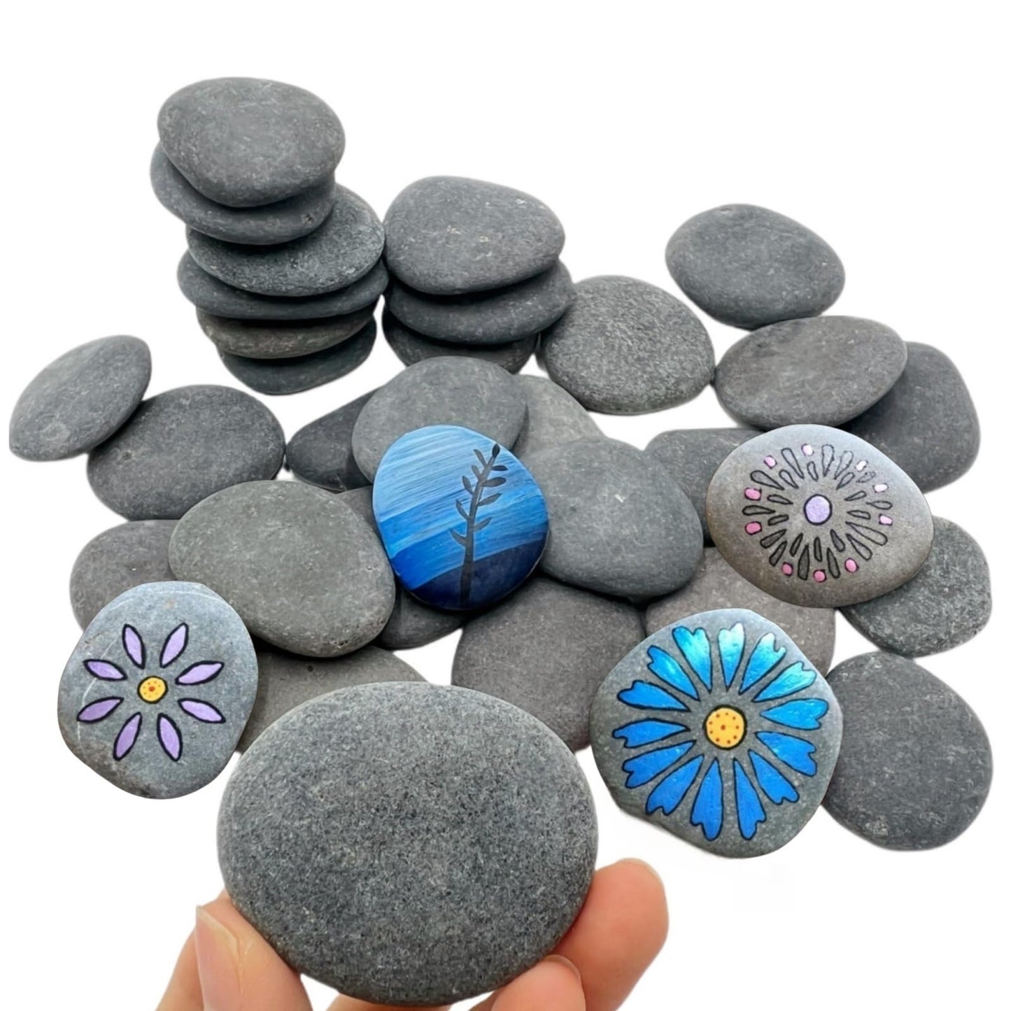 CYLHCM 35 PCS Rocks for Painting, 1.2"-2.0" Flat DIY Painting Rocks, Smooth Rocks for Crafts, Arts,Decoration, Kindness Rocks Hand Picked for Painting