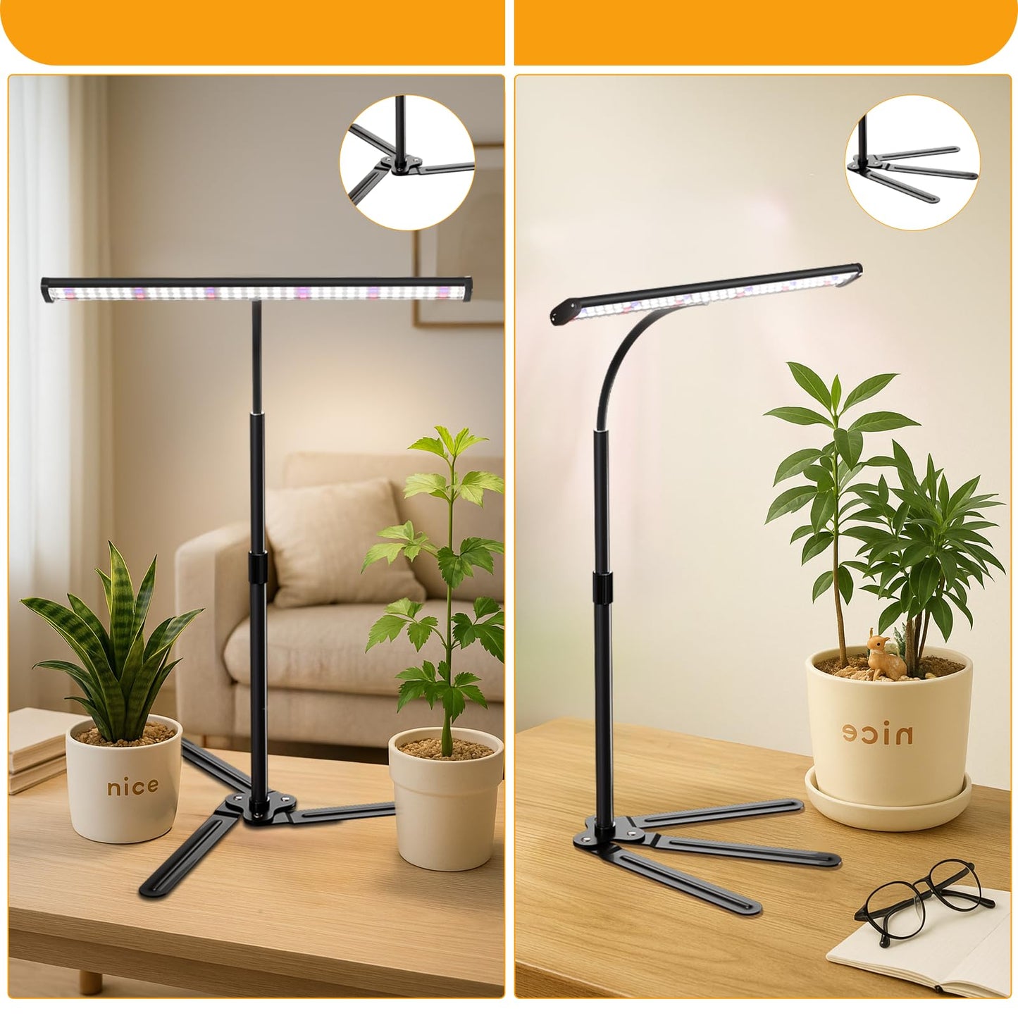 GYTF Super-Bright Plant Grow Light, 6000K 108LEDs Full Spectrum Plant Lamp with Timer 4/8/12Hrs & Height Extendable for Home Office Desktop Indoor Plants, 12V 3A High Power Output for Faster Growth