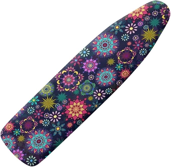 Boho Mandala Flower Print Ironing Board Cover Protector, Elastic Ironing Board