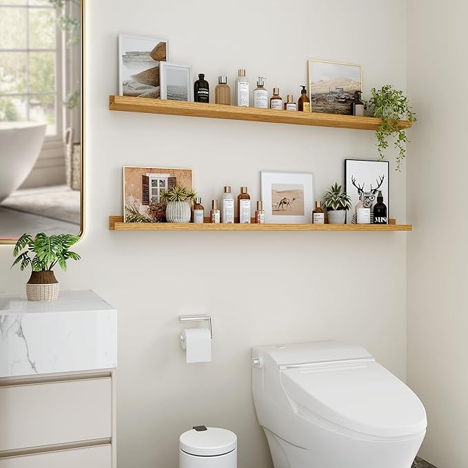 Floating Shelves for Wall, 48 inch Wood Floating Shelves Set of 2, Picture