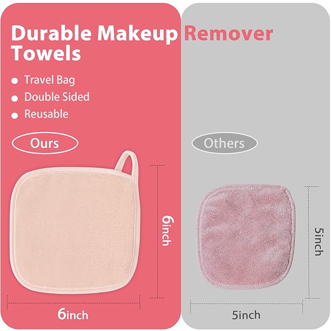 Makeup Remover Cloth, 12 Pack Makeup Remover Pads Microfiber Face Washcloth