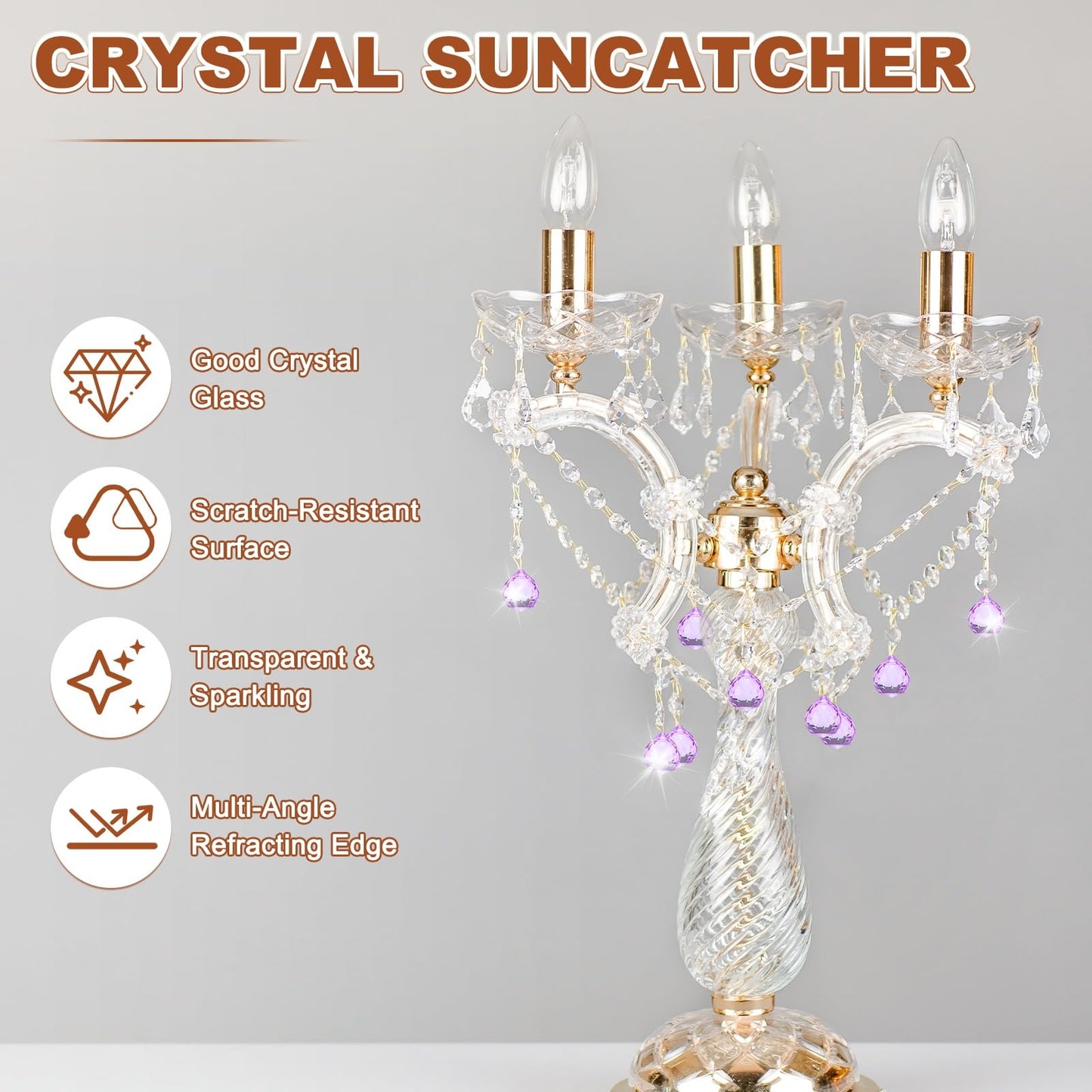 M METERXITY 10-Pack Crystal Ball Prisms, 24mm/0.94 Inch Chandelier Pendant Maker Hanging Crystals Chandelier Prisms for Home/Windows/Garden/DIY Decoration[Light Purple]