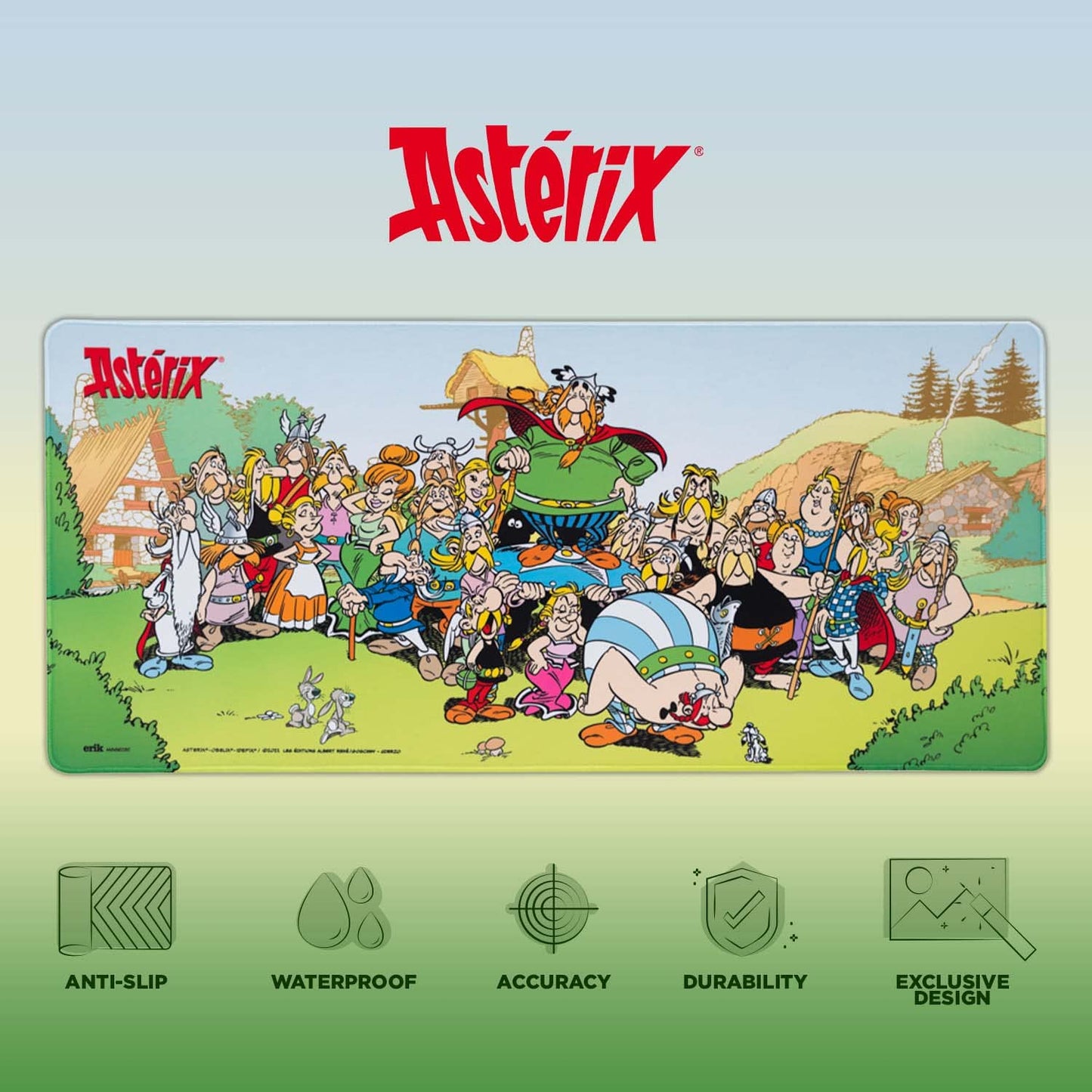 Grupo Erik XXL Mouse Pad Asterix | Gaming Desk Mat 31.5 x 13.8 inches, Non-Slip Rubber Keyboard & Mouse Mat Large | Asterix And Obelix Gaming Gifts Gamer