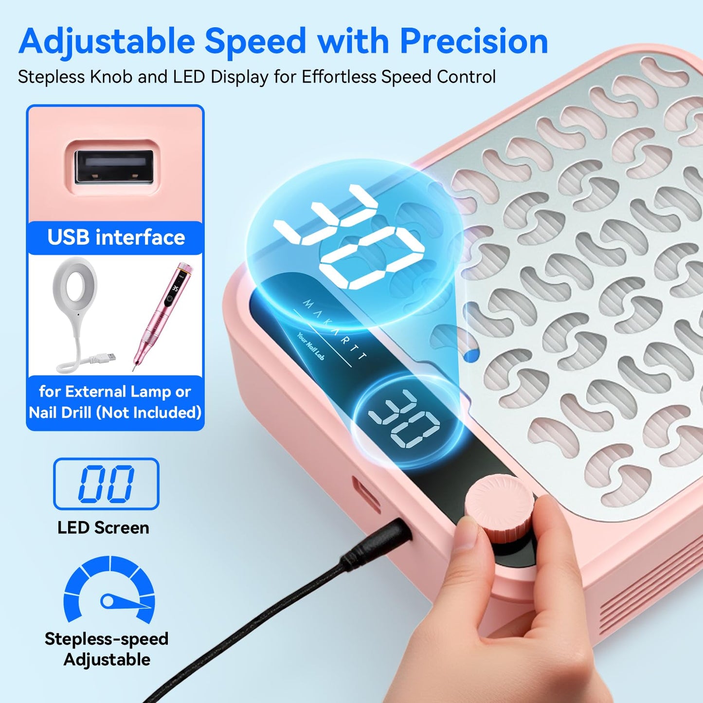 Makartt Nail Drill - Portable Electric Nail File Machine Geneviere E File Pink JD700 Professional 30000RPM Manicure Drill for Acrylic Nails Poly Nail Gel Polish Beauty Gift
