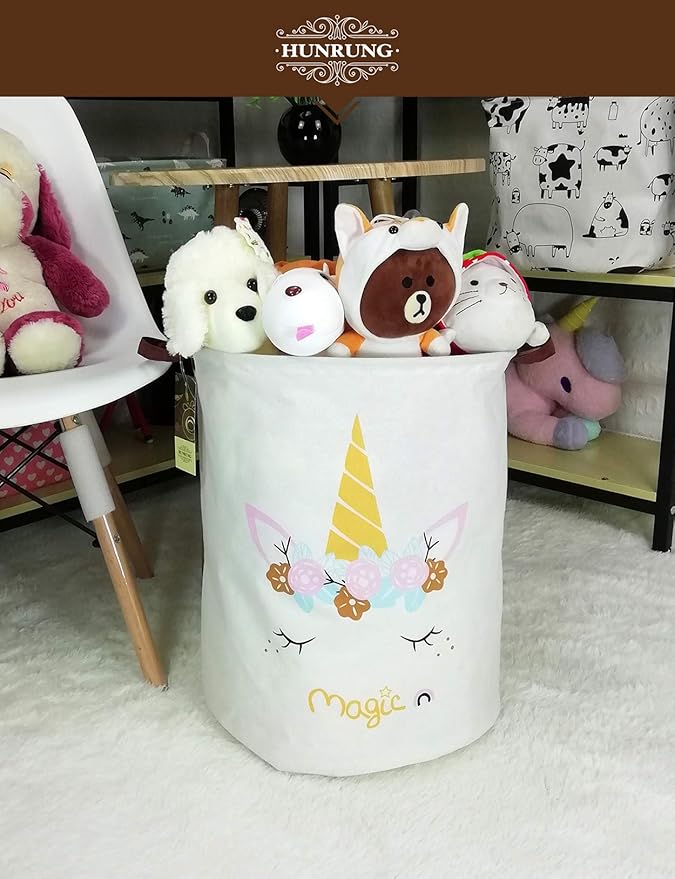 HUNRUNG Laundry Hamper, Large Canvas Fabric Lightweight Storage Basket Toy