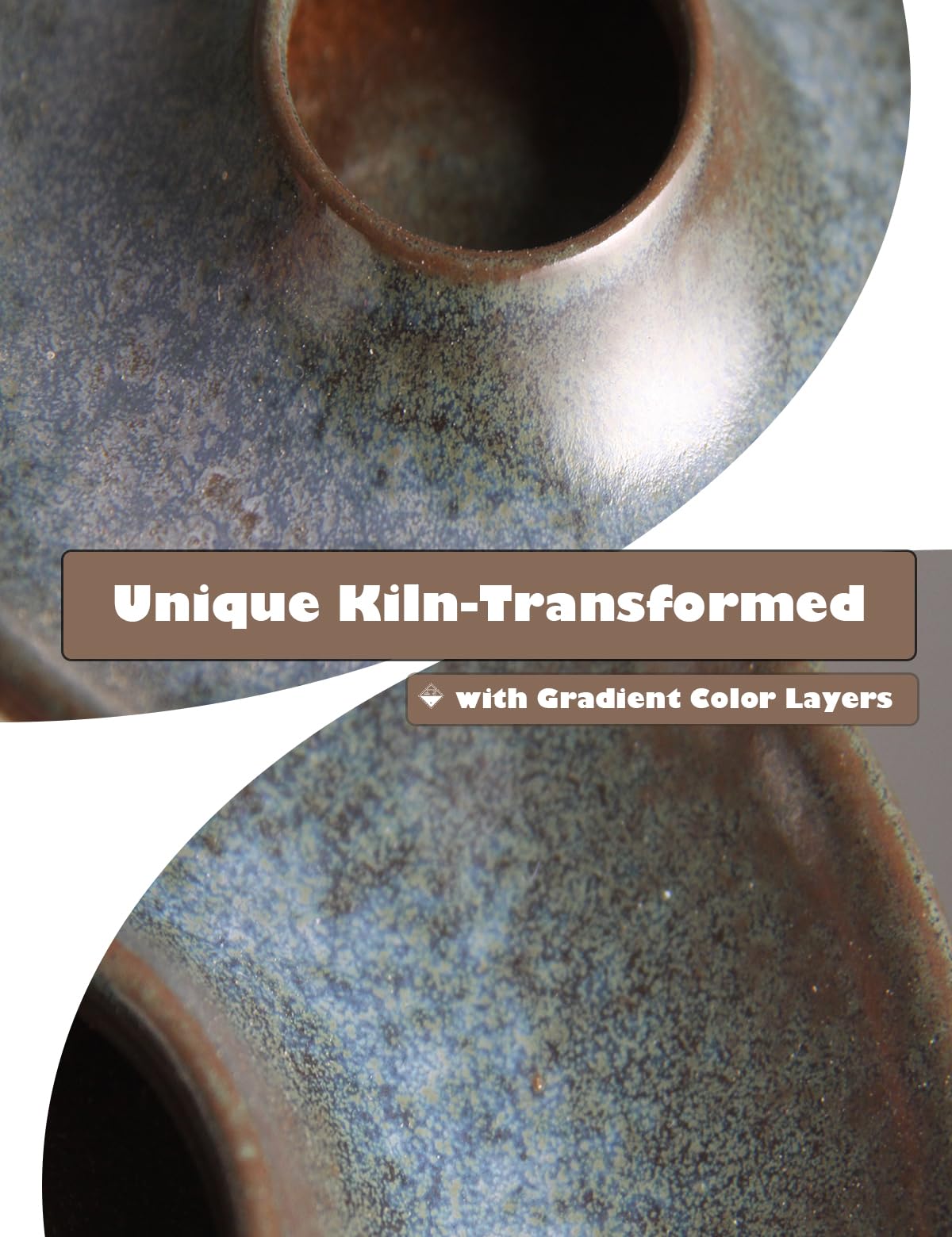 Klin-Transformation Glaze Green Incense Holder，Handcrafted Ceramic with Unique Flowing Colors & Handle for Sage, Palo Santo, Good for Meditation & Yoga Gift
