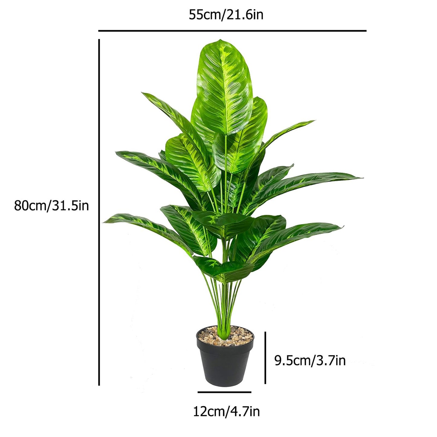 Rozwkeo Artificial Plant in Pot Fake Tree Trunks Leaves Faux Potted for Indoor Outdoor Modern Decoration Home Office Living Room Bedroom Balcony Housewarming Gift (80cm Tropical Bird of Paradise)