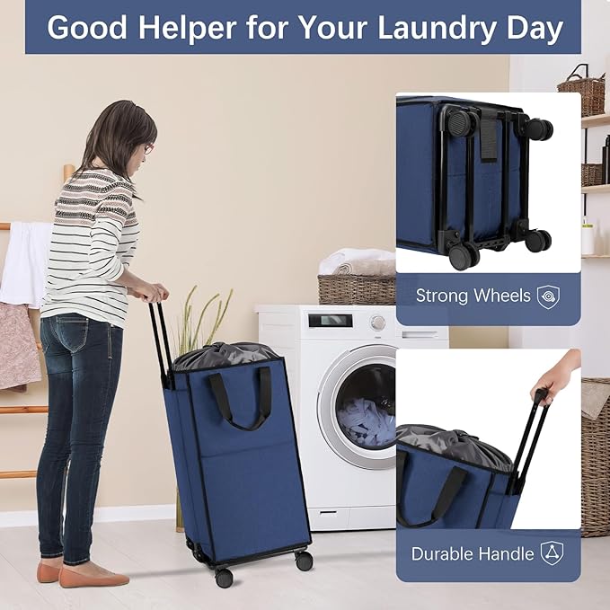Bukere Extra Large Rolling Laundry Basket